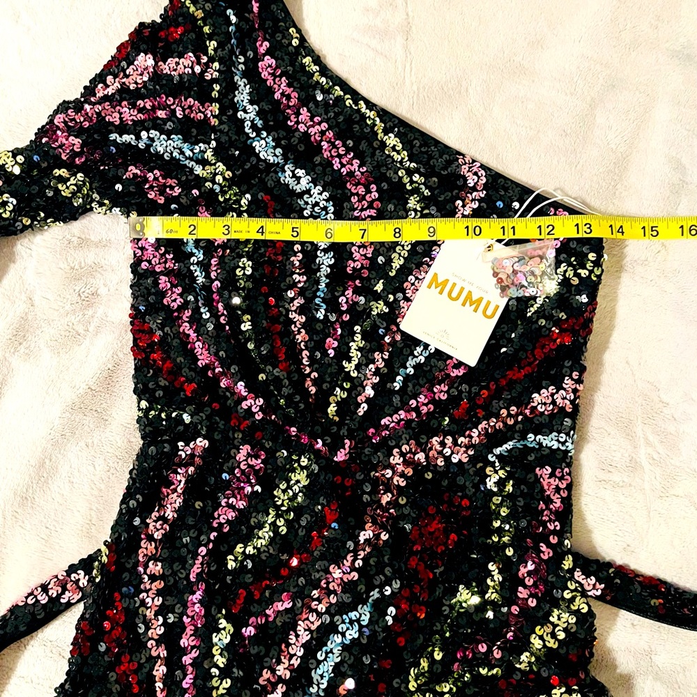 MUMU Sequined One Sleeve Dress NEW!! - Picture 10 of 12